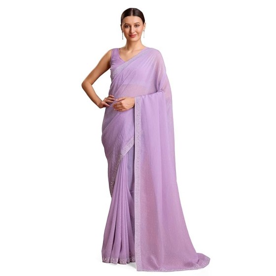 Embellished Georgette Saree with Unstitched Blouse Piece
